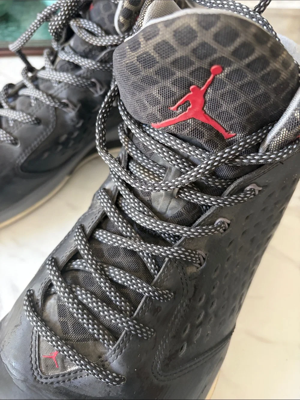 Jordan Men's Black and Gray High-Top Basketball Sneakers